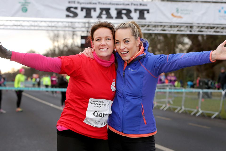Winning formula: Dr Ciara Kelly and Operation Transformation host Kathryn Thomas after last year's  5k run in the Phoenix Park. Photo: Gerry Mooney.