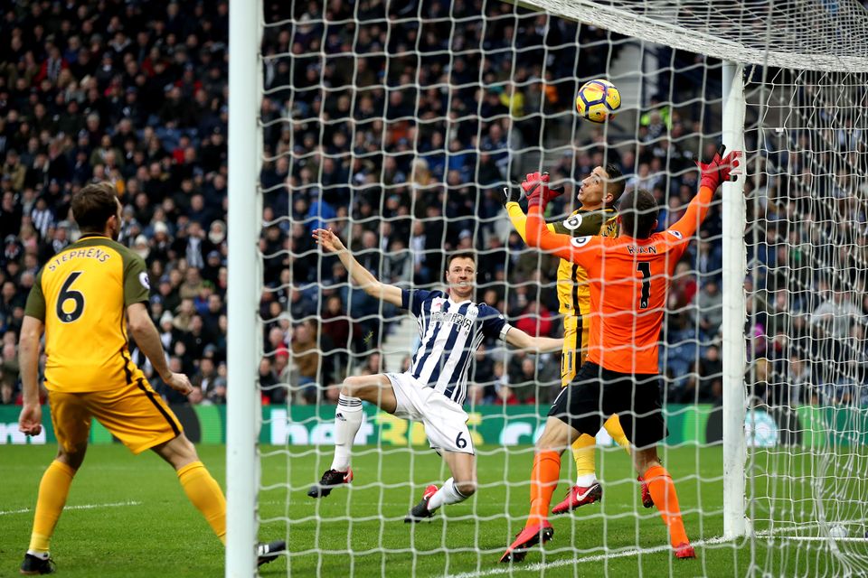 Jonny Evans scored an early goal as West Brom finally won again in the Premier League after beating Brighton 2-0