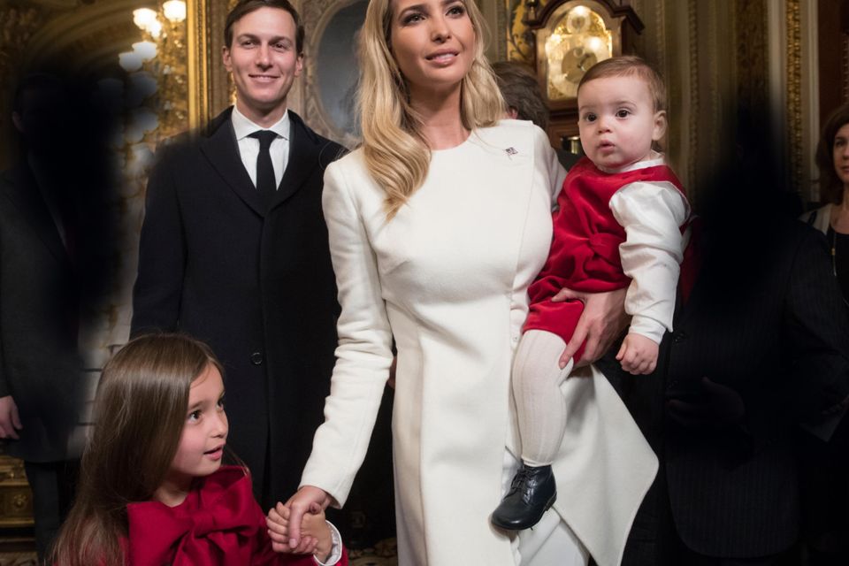 Ivanka Trump, with her husband Jared Kushner and two of their children