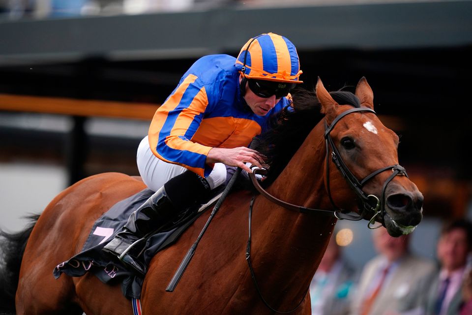 San Antonio, ridden by Ryan Moore, coming home to win the Boodles Dee Stakes during the Boodles May Festival Ladies Day at Chester