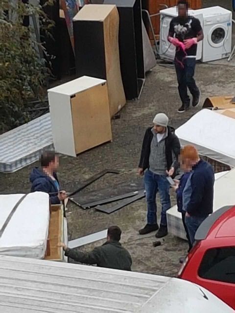 Christian Carter (grey hat) pictured at the warehouse in Drumcondra