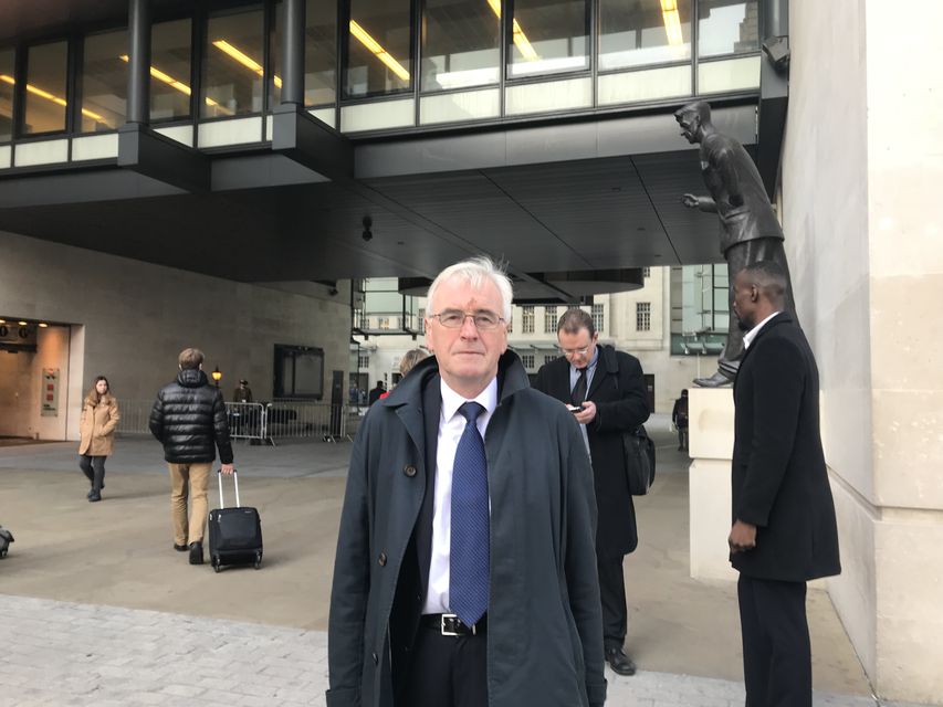 Shadow Chancellor John McDonnell speaking outside the BBC (Craig Simpson).