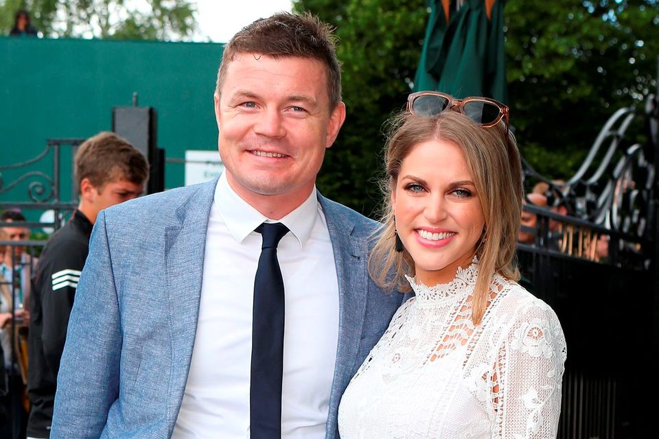 Brian O'Driscoll and Amy Huberman arrive on day six of the Wimbledon Championships at the All England Lawn Tennis and Croquet Club, Wimbledon. PRESS ASSOCIATION Photo.