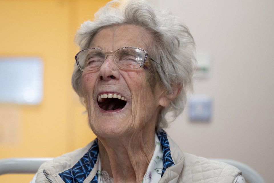 The late Babs Mearns full off laughter at her 104th birthday. Photo: Liz White