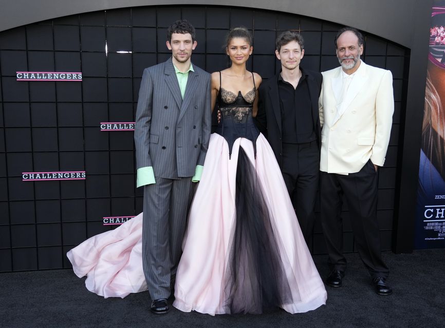 Luca Guadagnino, director of Challenges, poses with cast members (Chris Pizzello/AP)