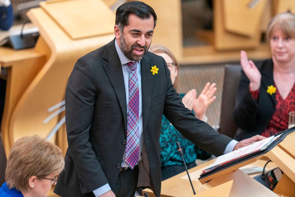 Minister for Health and Social Care Humza Yousaf before the start of First Minster's Questions (FMQs) in the main chamber of the Scottish Parliament in Edinburgh. Picture date: Thursday March 23, 2023. PA Photo. Photo credit should read: Jane Barlow/PA Wire