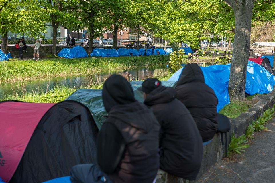 Asylum seekers on the Grand Canal in Dublin. Photo: Mark Condren