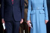 thumbnail: She opted for a sky blue Alexander McQueen coat at the 70th anniversary of the D-Day landings