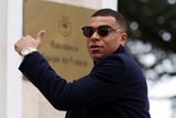 thumbnail: France's forward Kylian Mbappe arrives in Clairefontaine-en-Yvelines as part of the team's preparation for upcoming UEFA Euro 2024 qualifying matches.