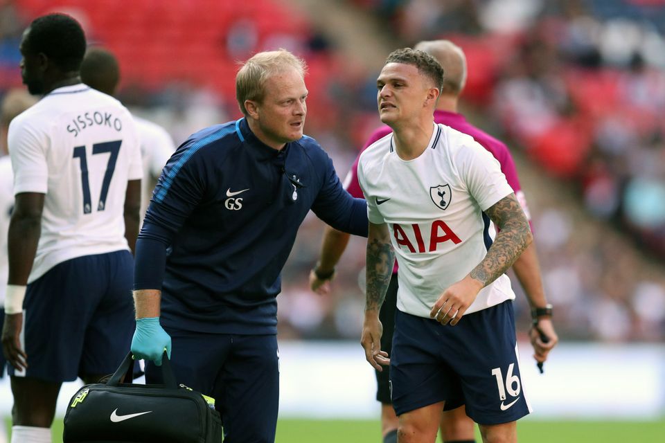 Kieran Trippier was forced off with injury in Tottenham's friendly win over Juventus