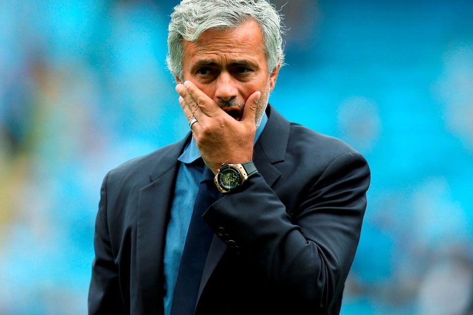 Chelsea manager Jose Mourinho looks on