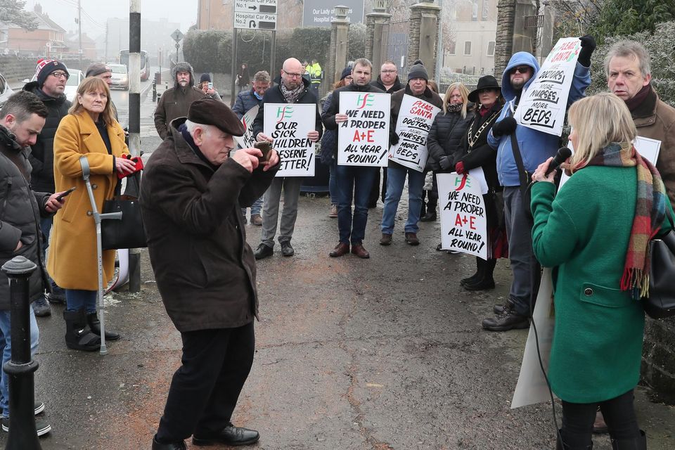 Imelda Munster TD speaking at the protest.