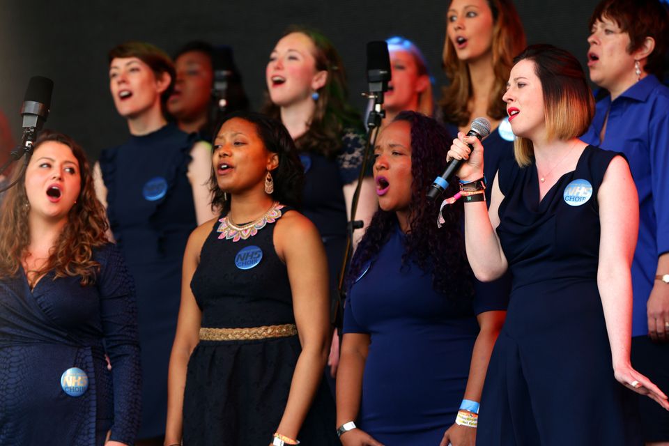 The Lewisham and Greenwich NHS Choir perform on the Pyramid Stage at Glastonbury