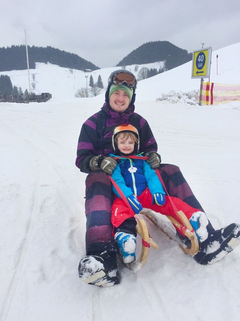 The floodlit toboggan run is unmissable