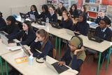 thumbnail: 6th class pupils watching The Code Lab step by step video in Castletown Girls' School. Photo: Aidan Dullaghan/Newspics