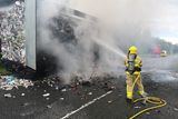 thumbnail: Firefighters battling a blaze on the M1 this evening. Photo: Dublin Fire Brigade.