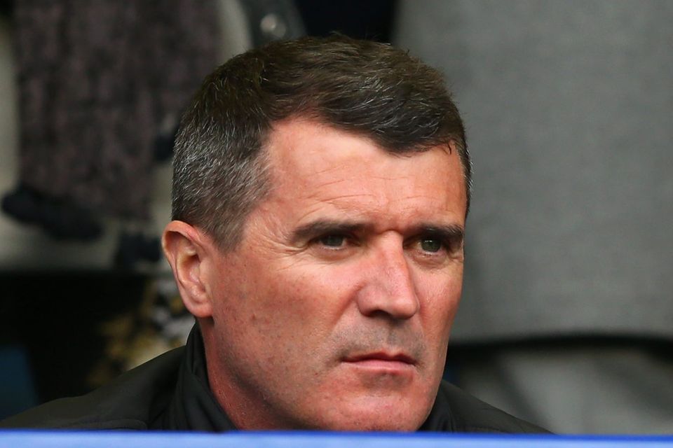 Former Manchester United player, Roy Keane looks on during the Barclays Premier League match between Everton and Manchester United at Goodison Park on April 20, 2014