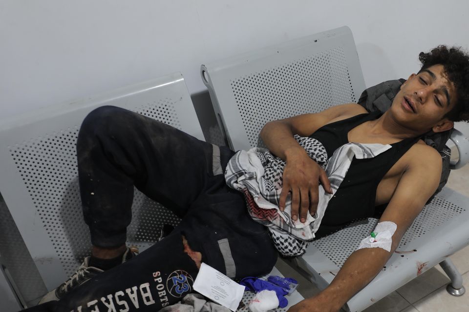 GAZA CITY, GAZA - JUNE 24: (EDITOR'S NOTE: Image depicts graphic content) Injured Palestinians are brought to the Al-Awda hospital located in Nuseirat, following Israeli army targeting Palestinians waiting near the aid distribution point on Salahaddin Street, south of the Netzarim Corridor in the central part of the Gaza Strip, in Gaza City, Gaza on June 24, 2025. Many people were killed and many others were injured. (Photo by Moiz Salhi/Anadolu via Getty Images)