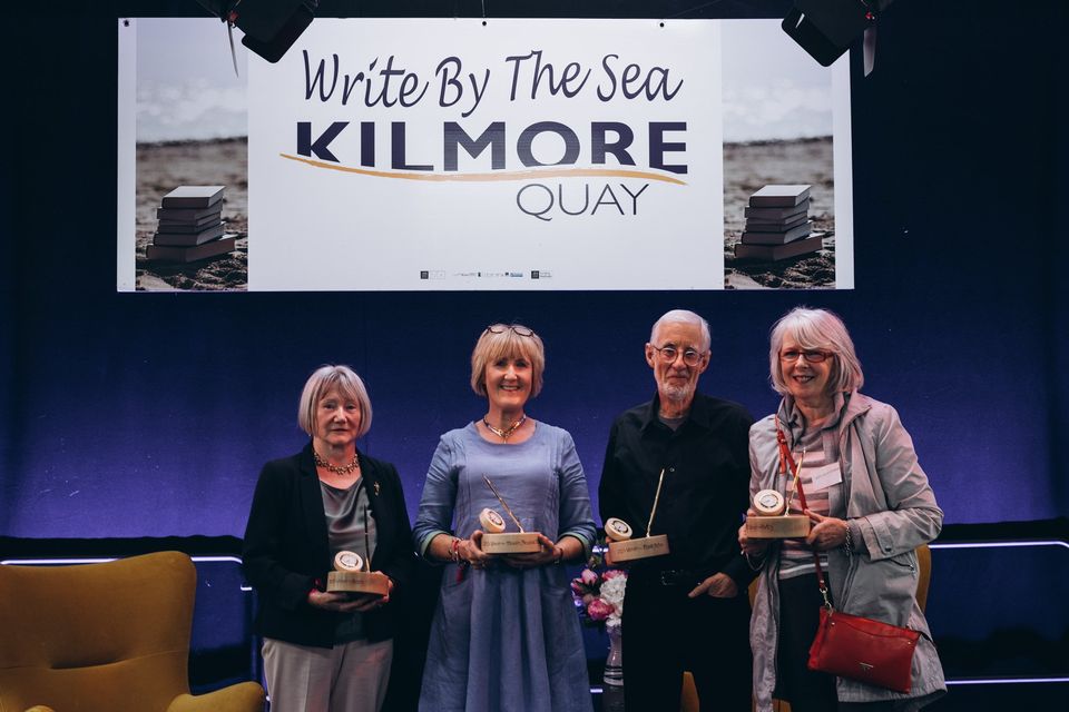 Mary Shovelin, Clare Kinsella, David Mathews, Mary Melvin Geoghegan pictured at last year's Write by the Sea Festival. 