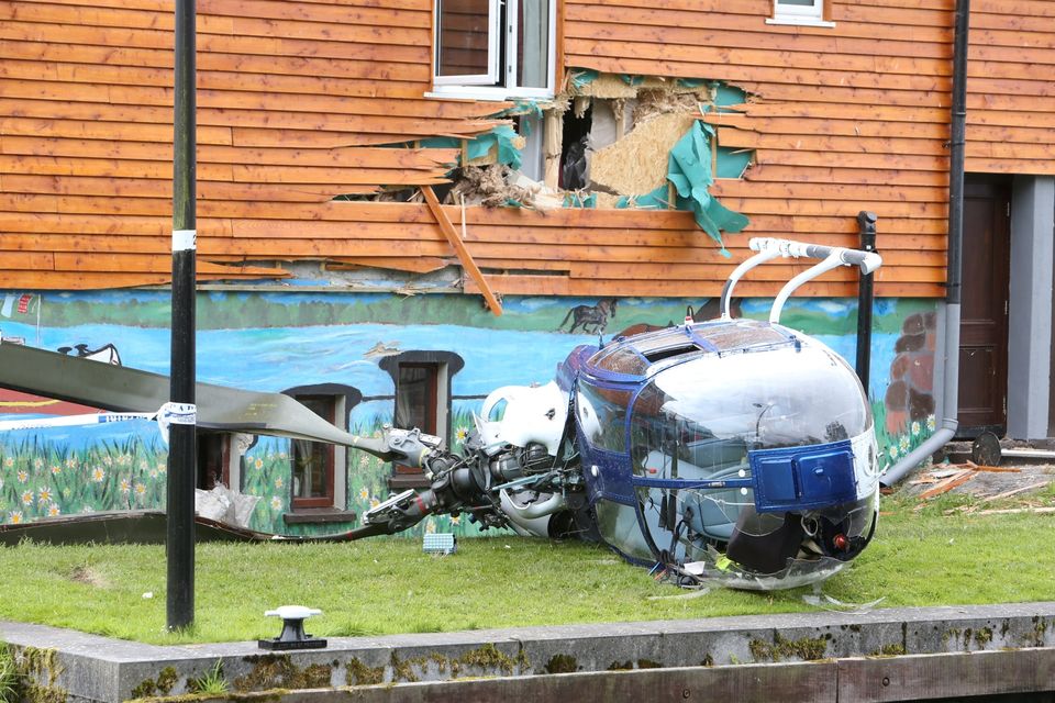 The scene today after the helicopter came down at the Rustic Inn in Co Longford