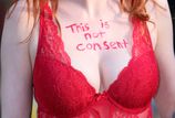 Irish Independent on X: VIDEO: Woman stands in public wearing only  underwear as part of #ThisIsNotConsent campaign -    / X