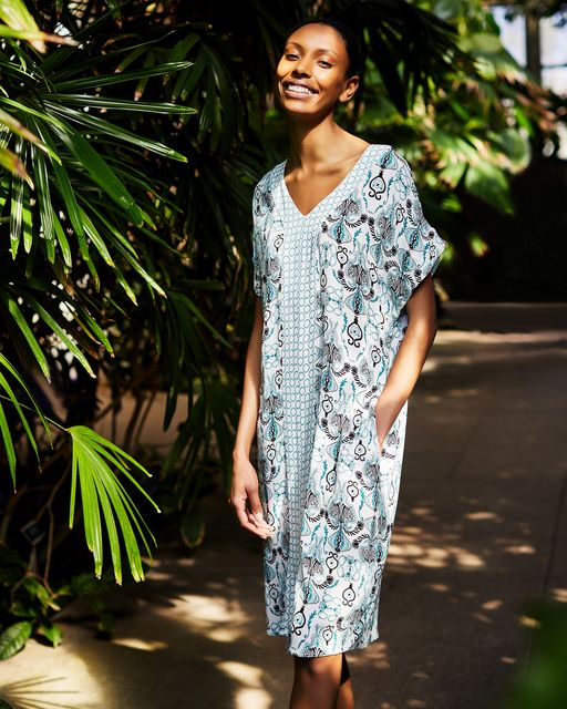 Carolyn Donnelly The Edit green printed kaftan, €50, selected Dunnes Stores and online