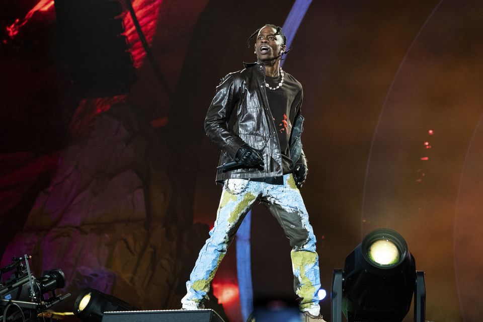 Travis Scott performing astatine  the Astroworld Music Festival astatine  NRG Park connected  November 5, 2021, successful  Houston (Amy Harris/Invision/AP/PA)