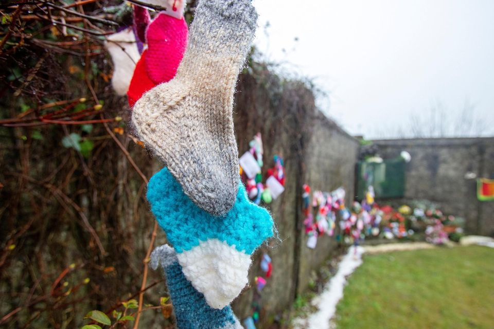 Tokens of respect are left at the site of Tuam Mother and Baby Home in Tuam, Co Galway. Photo: Paul Faith