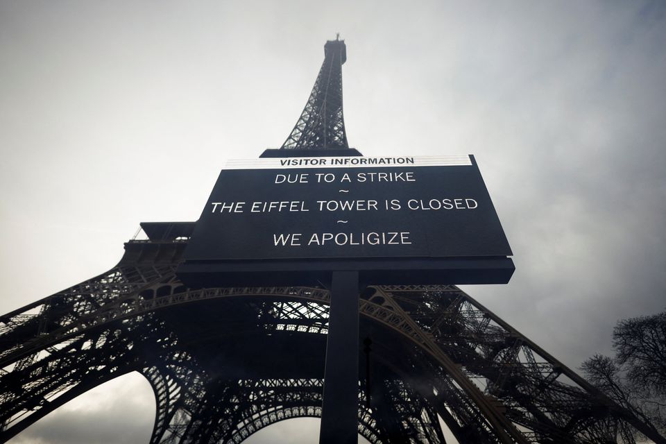 The Eiffel Tower was closed on Monday. Photo: Reuters/Sarah Meyssonnier