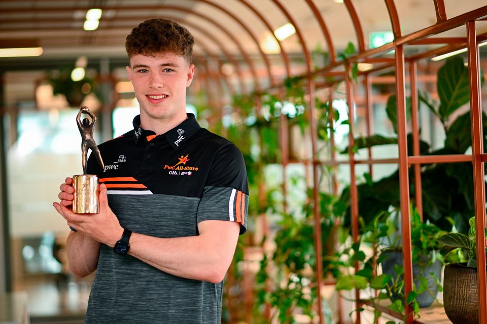 Eoin McEvoy with his PwC GAA/GPA player of the month award for March. Photo: Sportsfile