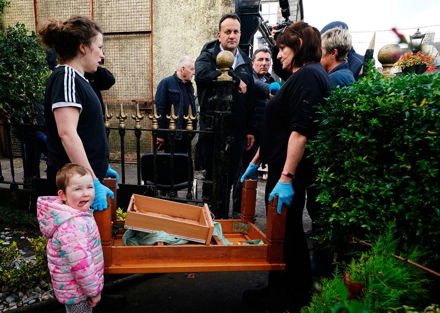 Taoiseach Leo Varadkar speaking with local people on Main Street in Midleton, Co Cork