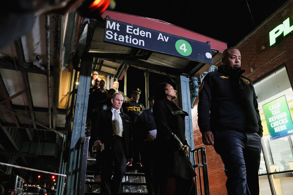 Chair and CEO of the Metropolitan Transportation Authority (MTA) Janno Lieber visits the scene of a shooting at the Mount Eden Avenue subway station in the Bronx borough of New York City. Photo: Reuters