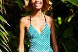 thumbnail: Carolyn Donnelly The Edit green printed swimsuit, €30, selected Dunnes Stores and online; 100pc cotton green printed sarong, €25, available soon