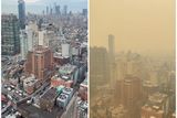 thumbnail: A view before (left) and after (right) haze and smoke from Canadian wildfires shrouded the skyline, in New York. Photo: Reuters