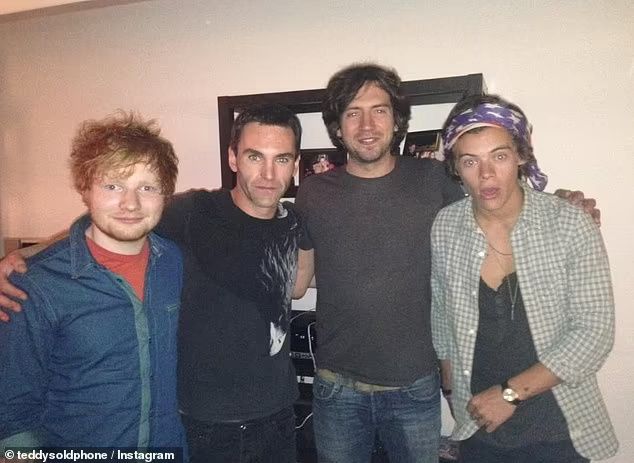 Ed and Harry Styles in a photo he has captioned 'Snow Direction'