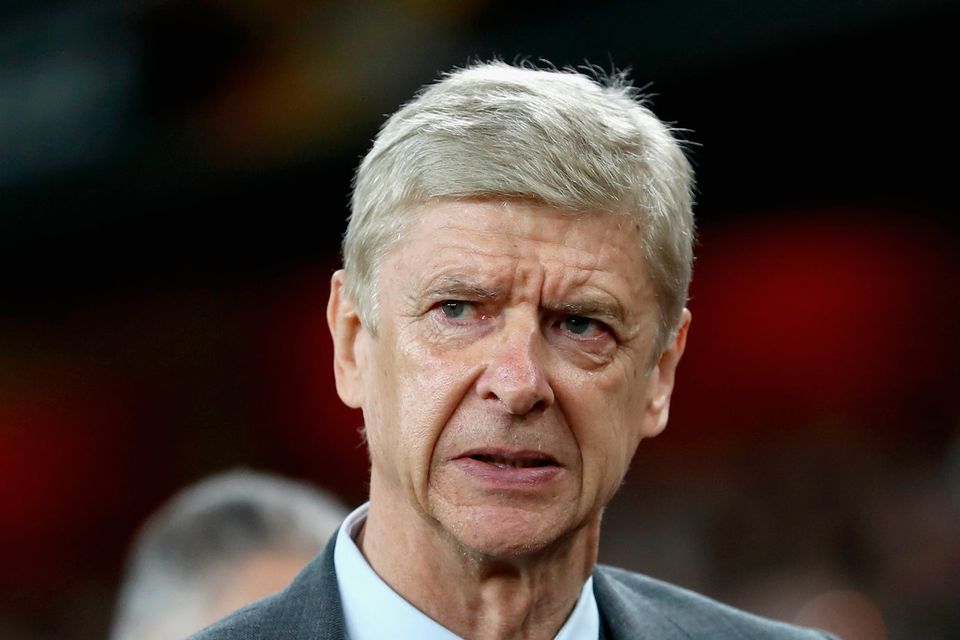 Arsene Wenger, Manager of Arsenal looks on prior to the UEFA Europa League group H match between Arsenal FC and Crvena Zvezda at Emirates Stadium on November 2, 2017 in London, United Kingdom.  (Photo by Bryn Lennon/Getty Images)