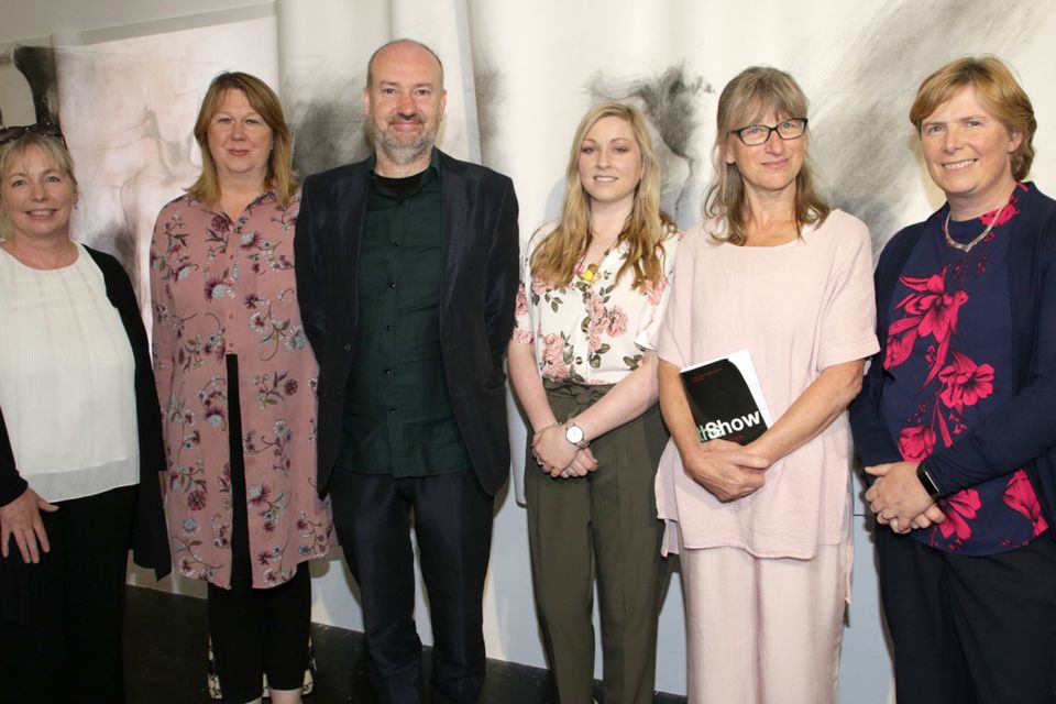 Dr Janet Davis of Wexford Campus, Elizabeth Whyte of Wexford Arts Centre, art tutor Oliver Comerford, Lisa Byrne of Wexford Arts Centre, Jenny Haughton (who opened the exhibition) and Karen Hennessy of Wexford Campus