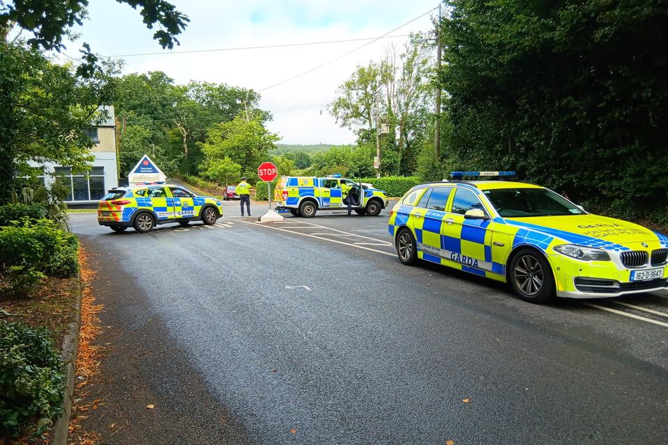All approach roads to Dundrum House Hotel were sealed off by gardaí in a major security operation, as up to 100 protestors mounted a rally at the gates 