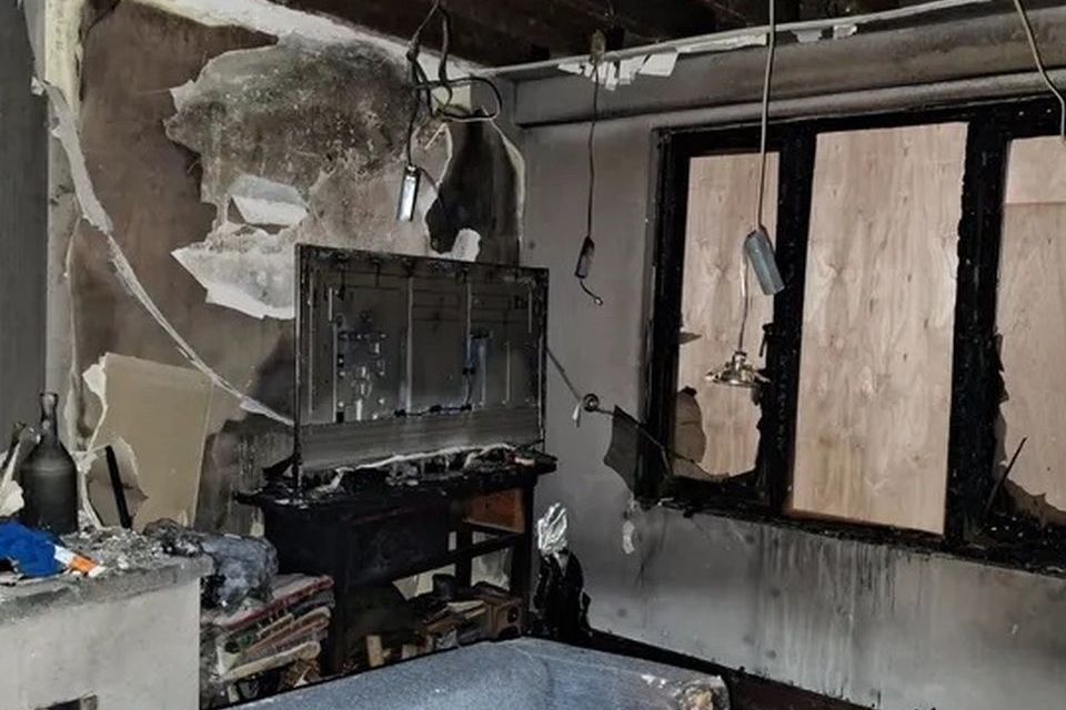 Aftermath of firebomb on house in Ballyfermot