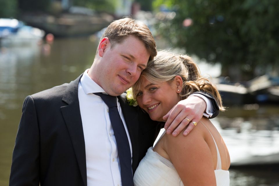 Bryony Gordon on her wedding day with her husband Harry.