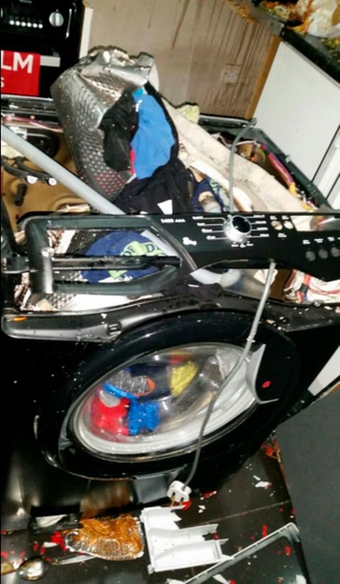 Mums Horror As Washing Machine Explodes In Kitchen Sending Worktop