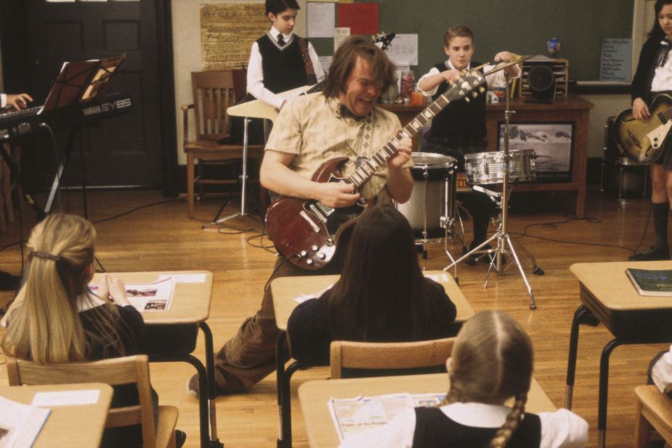 The guitar of Dewey Finn (Jack Black) in the movie School of rock / the Rock  Academy