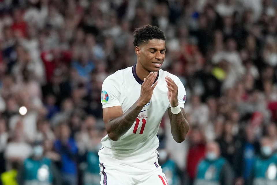 England footballer Marcus Rashford was racially abused on Twitter after missing his penalty in the Euro 2020 final. Photo: Getty