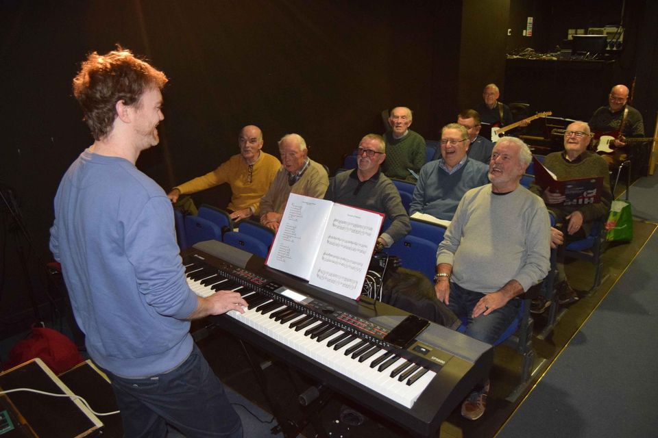 The choir from Dundalk Men's Shed
Front to back Kevin Cumisky (on piano), Chris Mc Shane, Peter Green, Jerry Clark, Eamon Cosgrove, Chris Simpson, Tommy Murphy, Pat Lennon, Michael Fleming, Michael Cumisky, George Marley