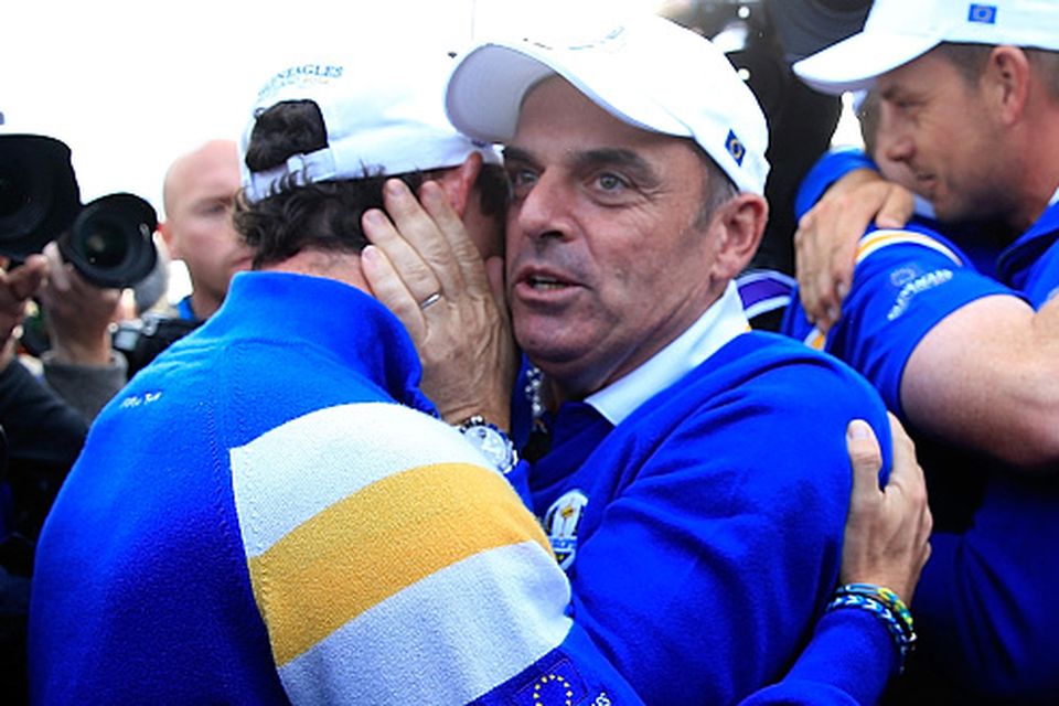 Paul McGinley with Rory McIlroy. (Photo by Jamie Squire/Getty Images)
