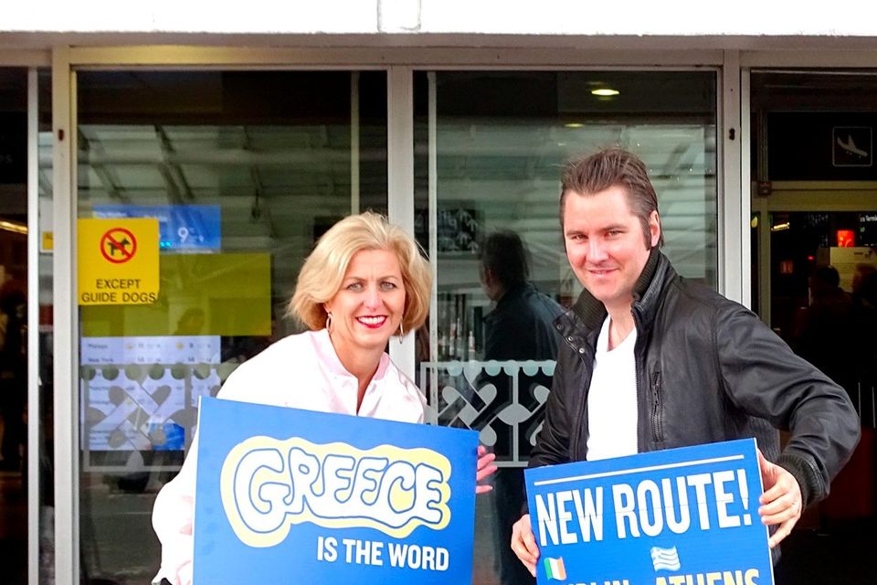 Siobhan O’Donnell, Head of External Communications, DAA, and Robin Kiely, Head of Communications, Ryanair, pictured at Dublin Airport as Ryanair announces its new Dublin route to Athens.