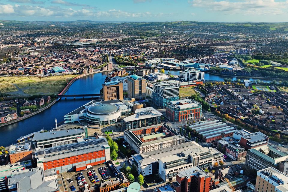 An aerial view of Belfast. Visitors to Northern Ireland spent £268m in 2023, a 48pc increase on the previous year’s figure of £181m. Photo: Getty
