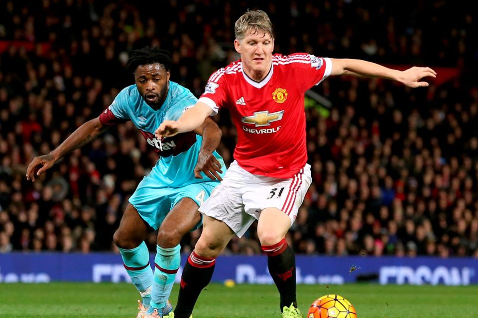 Manchester United midfielder Bastian Schweinsteiger (r) has been banished to the reserves by manager Jose Mourinho.