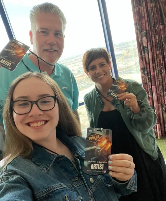 Ella Nicholson and her parents in Las Vegas