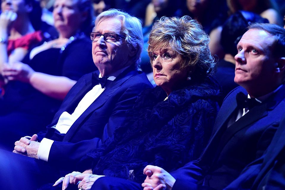 Barbara Knox, William Roache (left) and Anthony Cotton during the 2015 National Television Awards at the O2 Arena, London. PRESS ASSOCIATION Photo. Picture date: Wednesday January 21, 2015